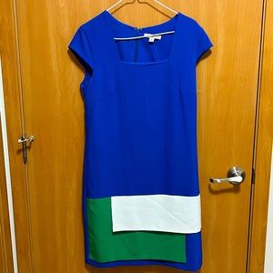 Blue Colorblock 1980’s Style Shift Dress